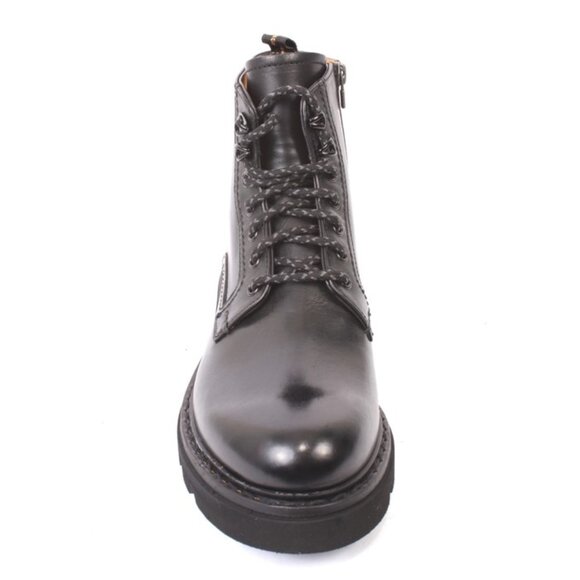 FABI 0658b Black Leather Lace-Up Ankle Boots